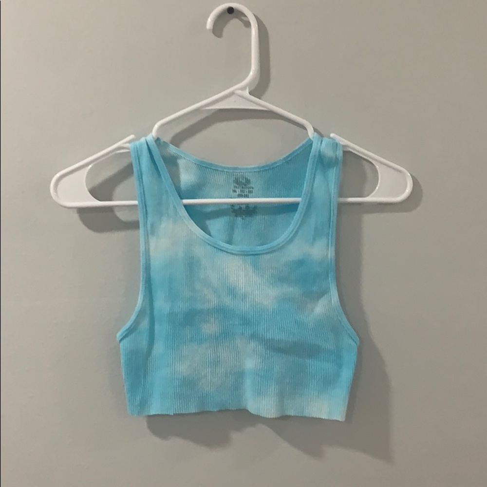 Blue Tie Died Crop Shirt